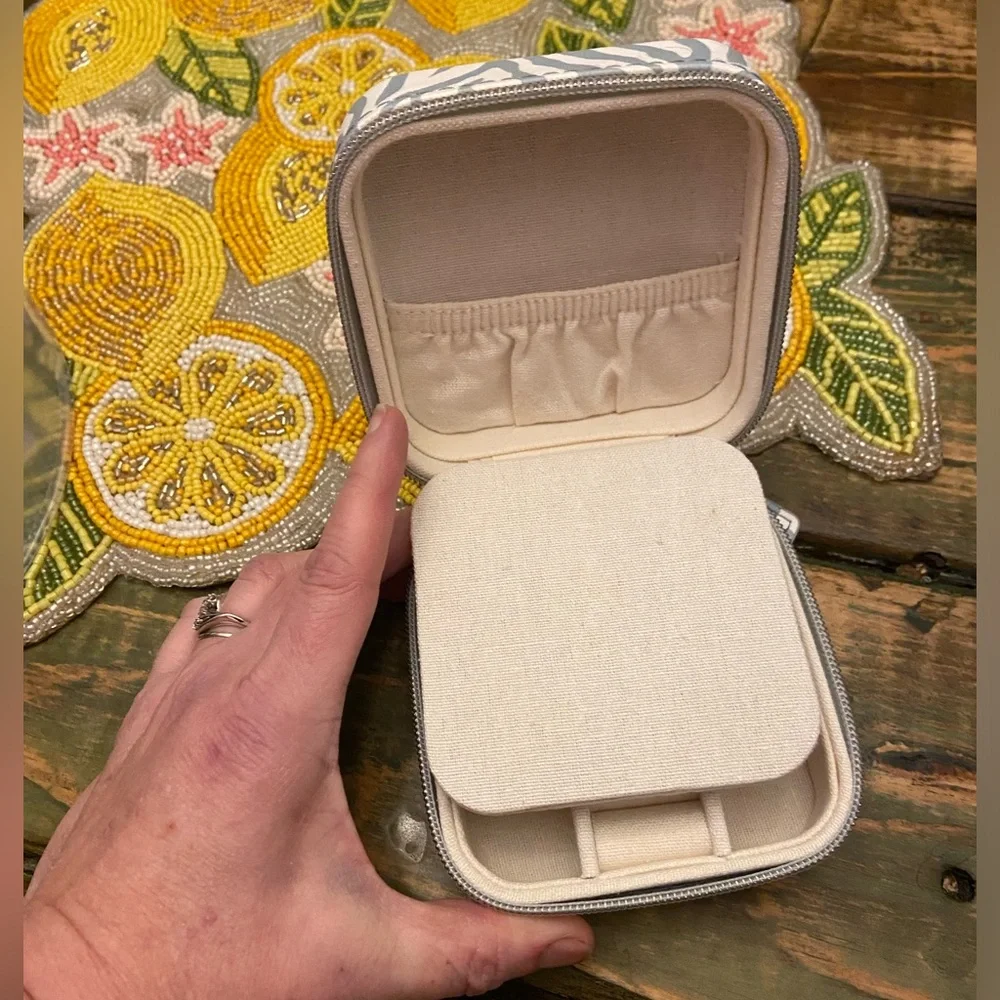 Milly Zippered Traveling Jewelry Case With Mirror